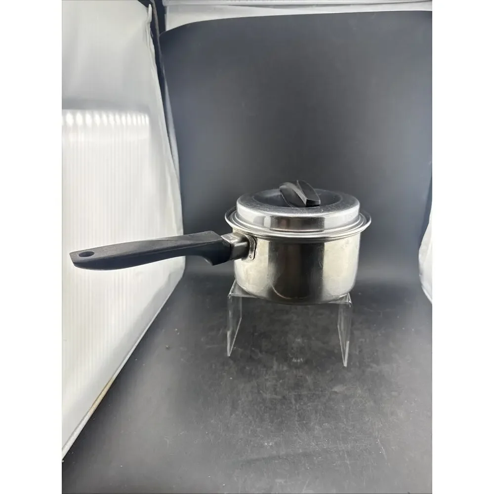 Vintage EKCO Flint 1 Qt Stainless Steel Saucepan Pot w/ Lid Radiant Heat Core